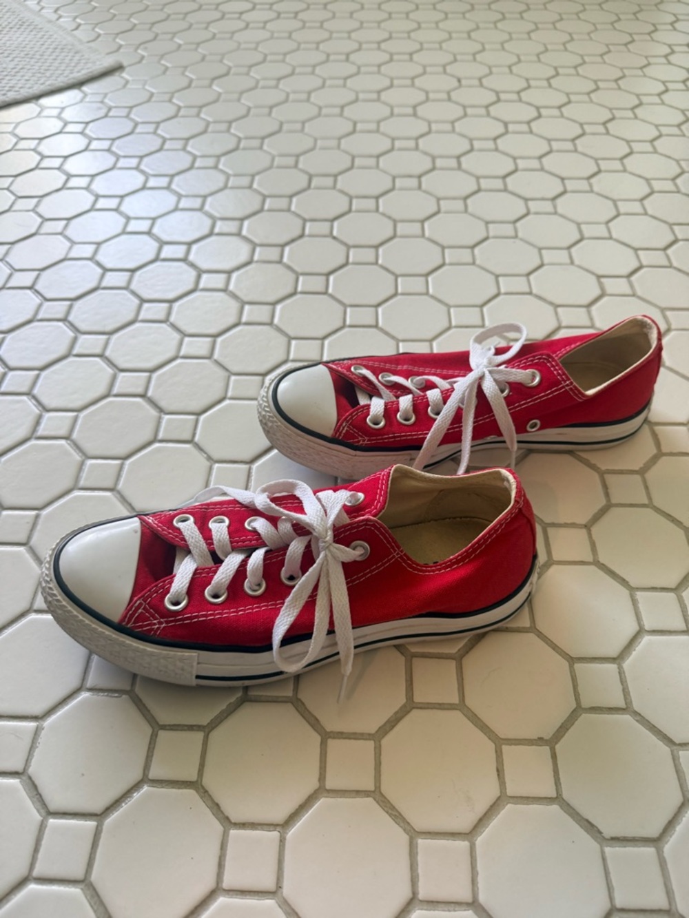 Converse Red Low-Top Canvas Sneakers with White Laces